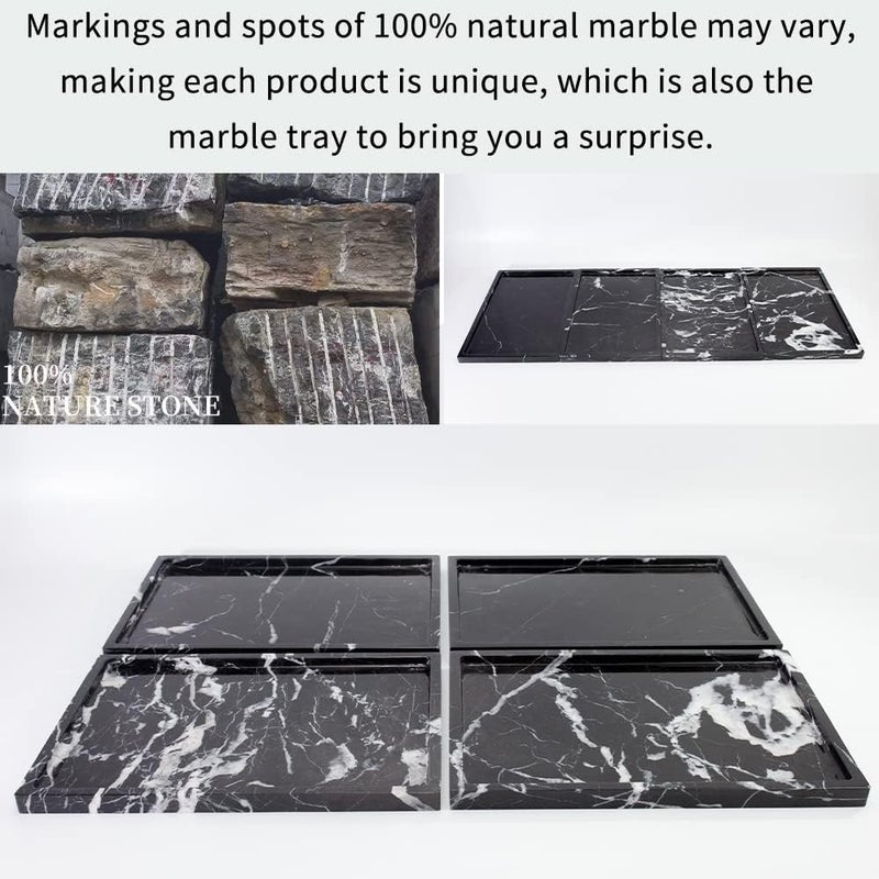 Future stone 100% Natural Marble Serving Tray Luxury Marble Storage Tray for Home Decor Stone Tray for Bathroom/Kitchen/Vanity/Dresser,Plate Holder for Tissues, Candles, Towel - Image 4